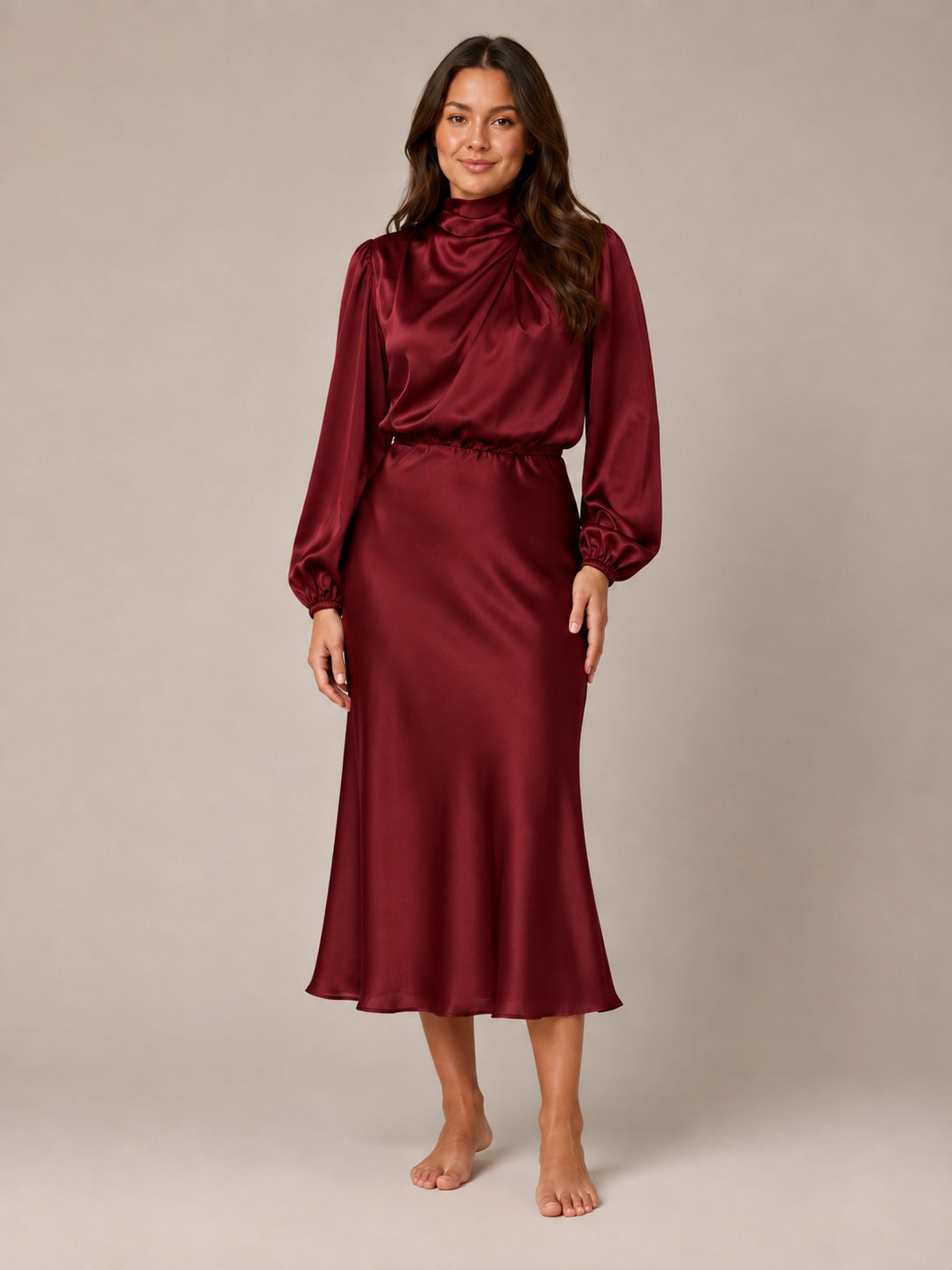 Midikleid Weinrot