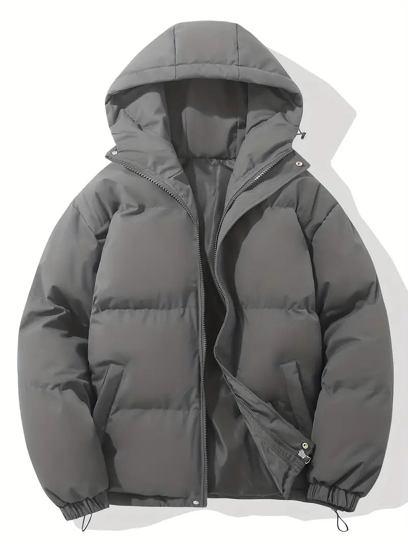 Pufferjacke Kapuze Dunkelgrau