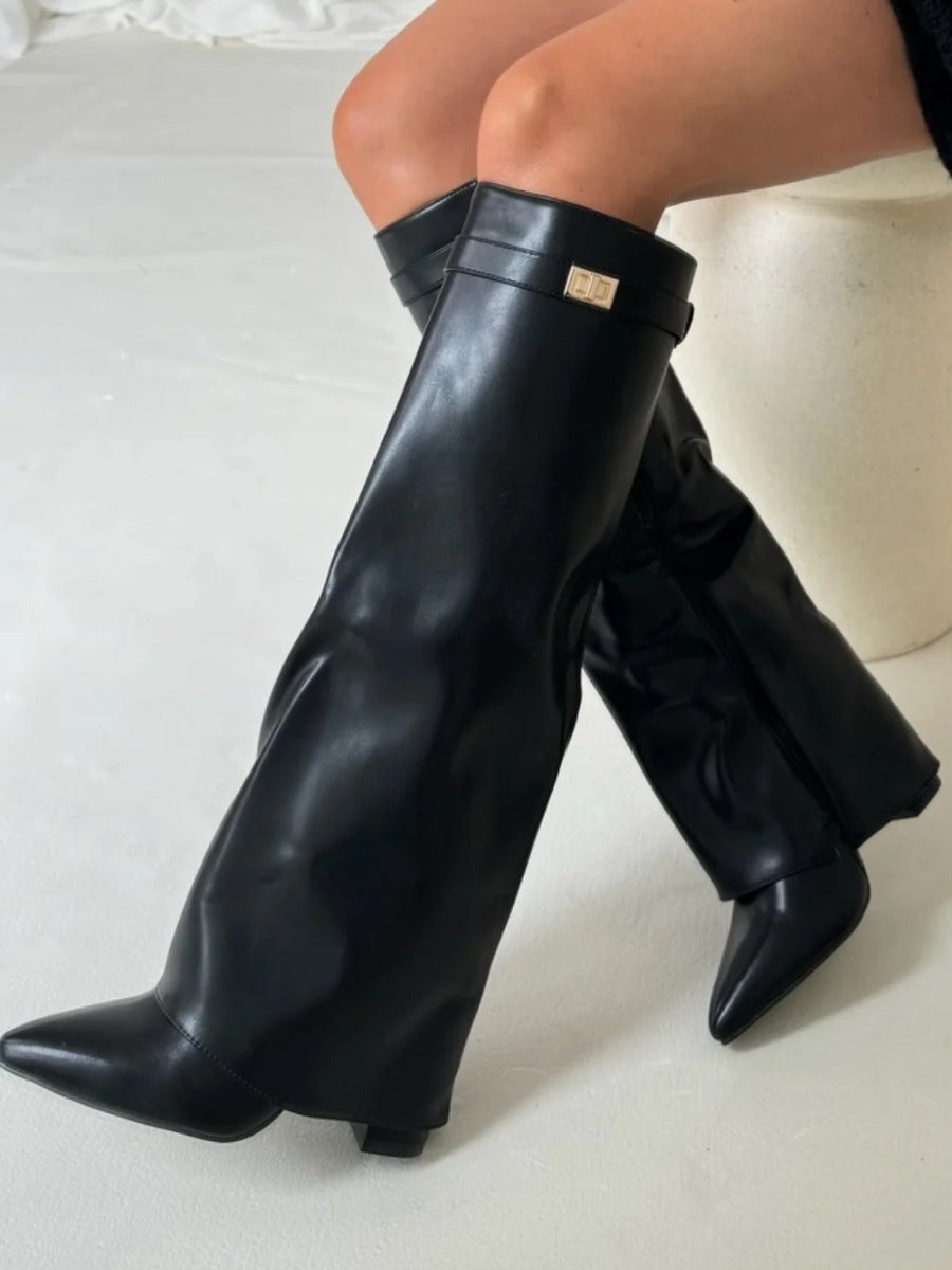 Stiefel Schwarz Lederoptik