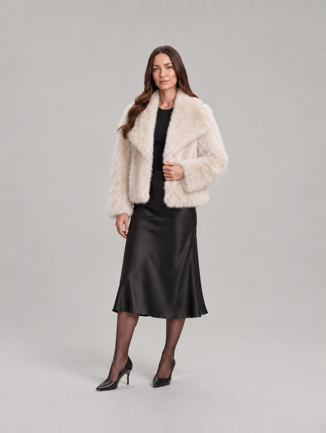 Kunstfelljacke Creme
