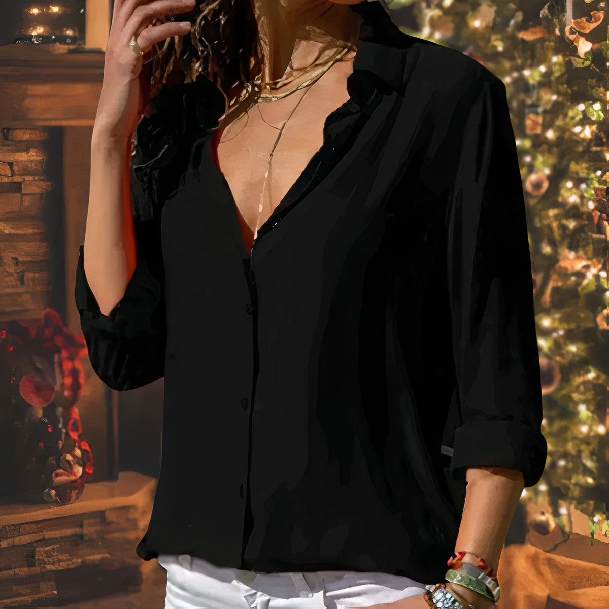 Chiffonbluse Schwarz