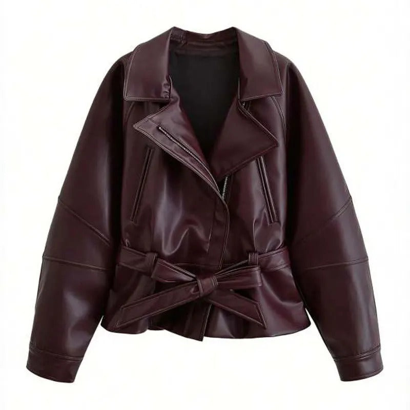 Lederjacke Weinrot