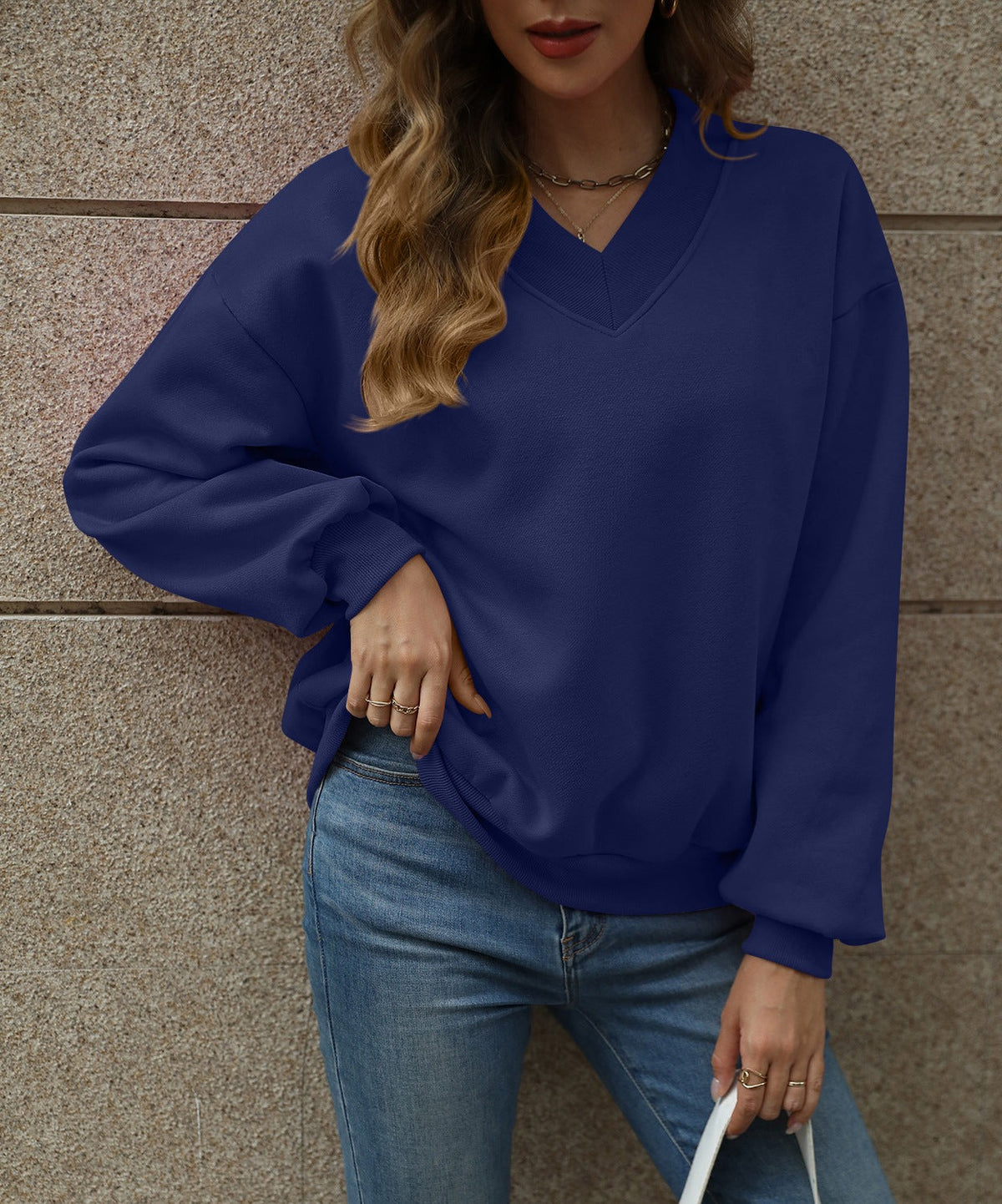 Oversized Sweatshirt Marineblau