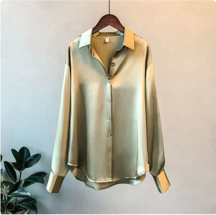 Satinbluse Olivgrün