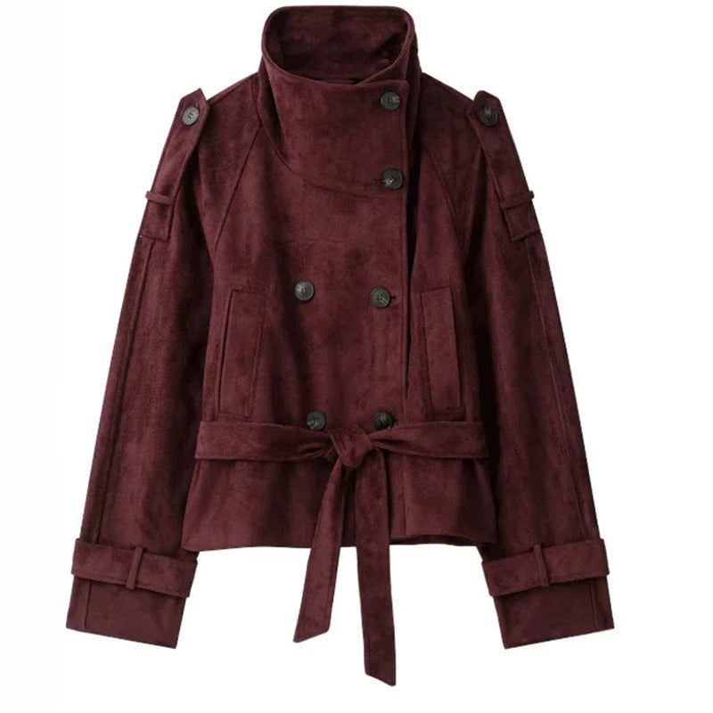 Wildlederjacke Weinrot