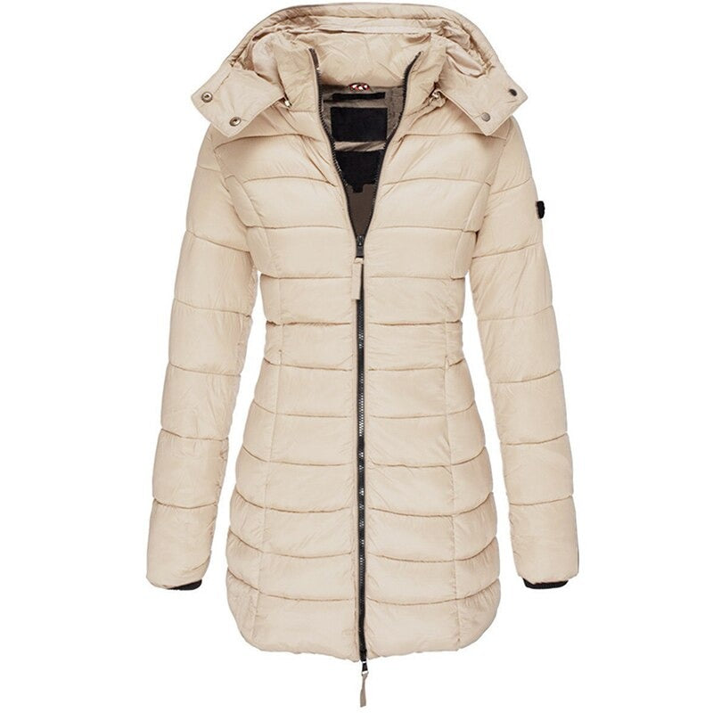 Taillierte Steppjacke Creme