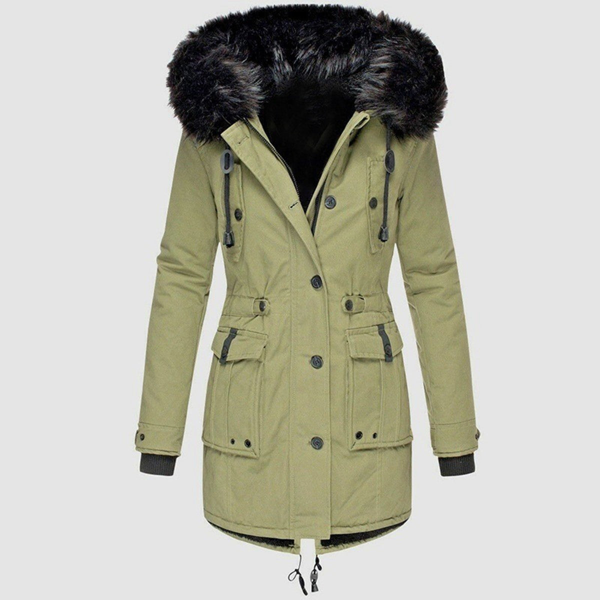 Winterparka Fellkapuze Grün