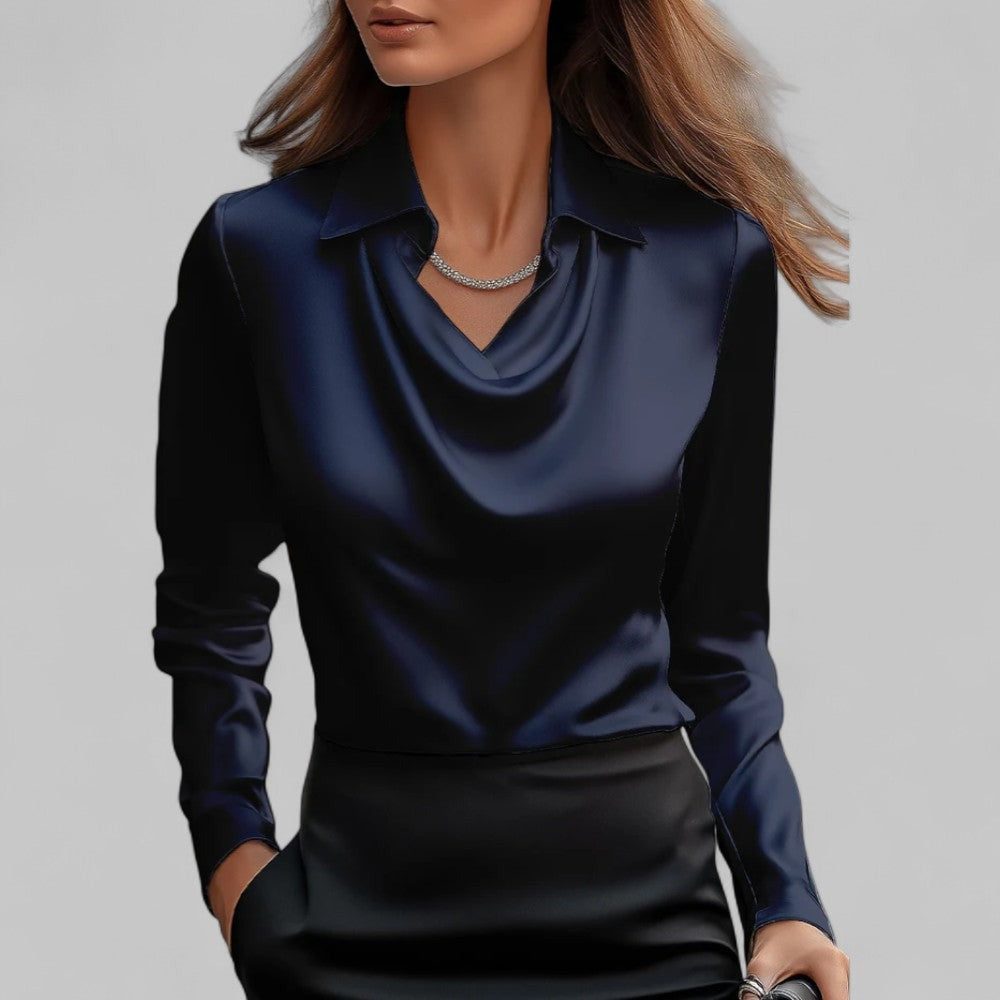 Satinbluse Marineblau