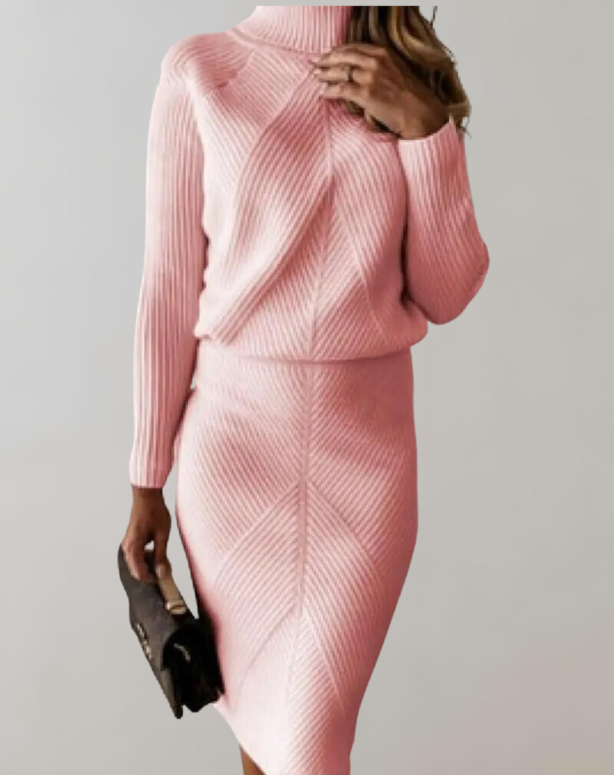 Strickset Rollkragen Rosa