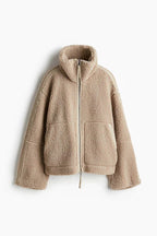 Teddy Fleecejacke Damen Beige – Produktansicht