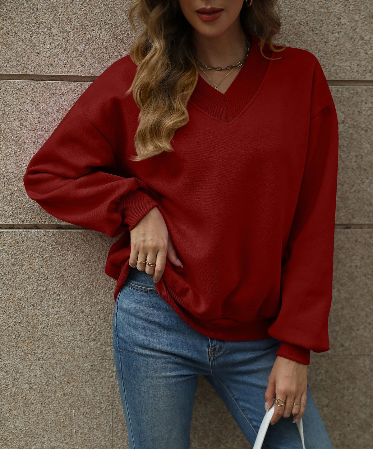 Oversized Sweatshirt Weinrot