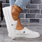 Slip-on Sneaker Damen Weiß – getragen