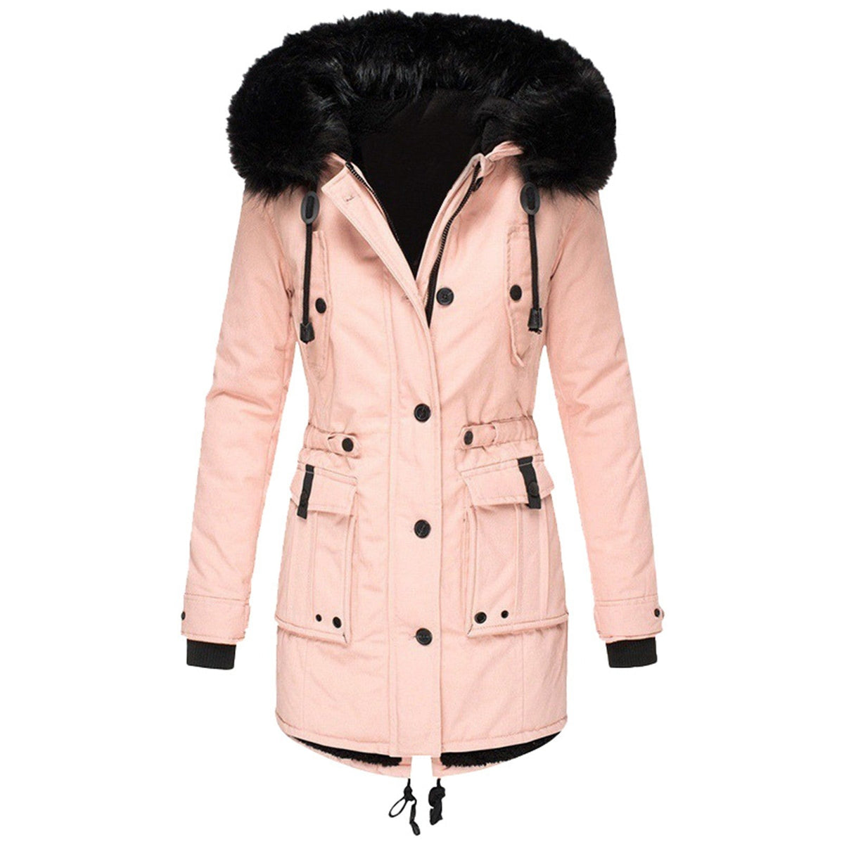Winterparka Fellkapuze Rosa