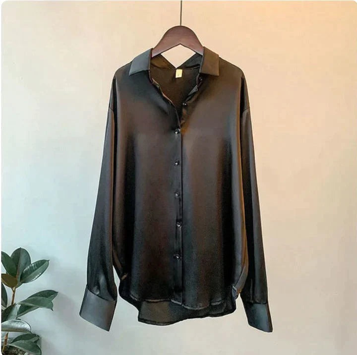 Satinbluse Schwarz