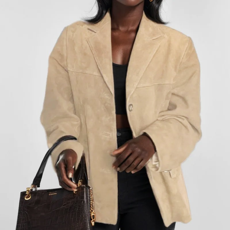 Wildlederjacke Beige