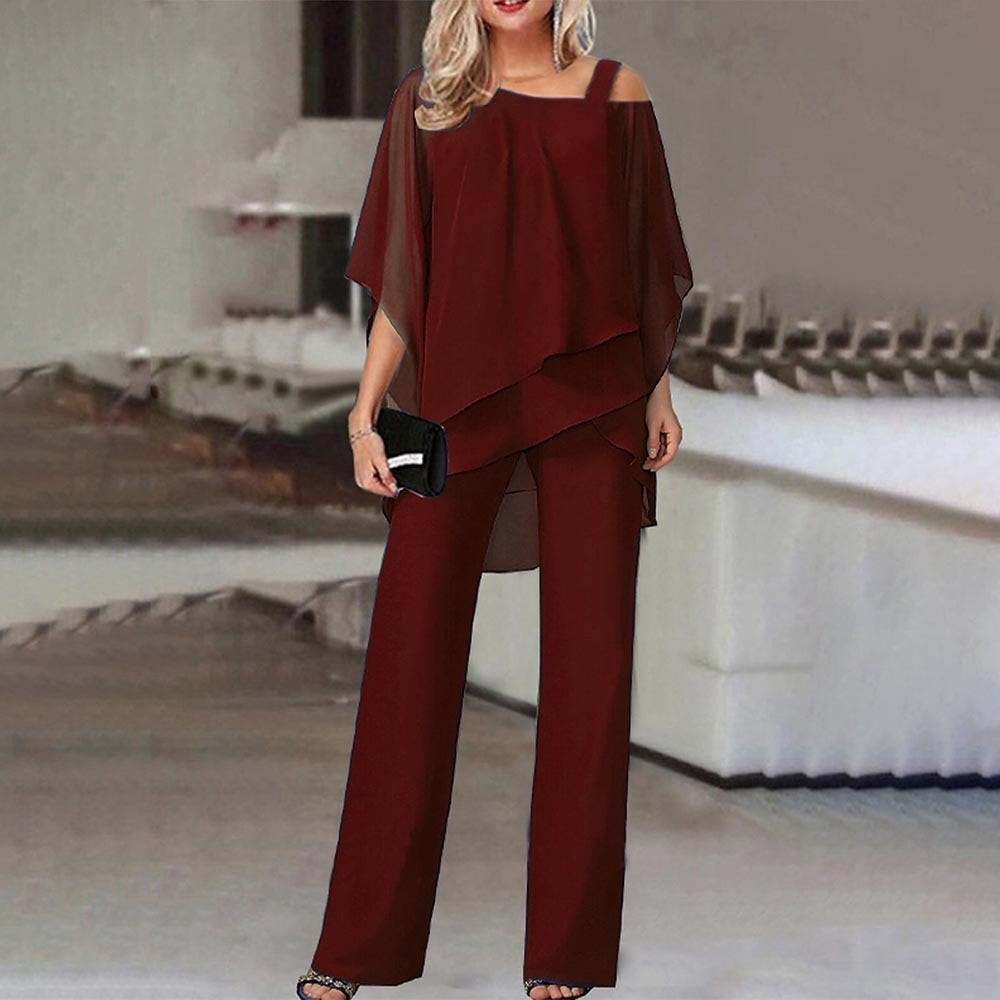 Cold-Shoulder Zweiteiler Weinrot