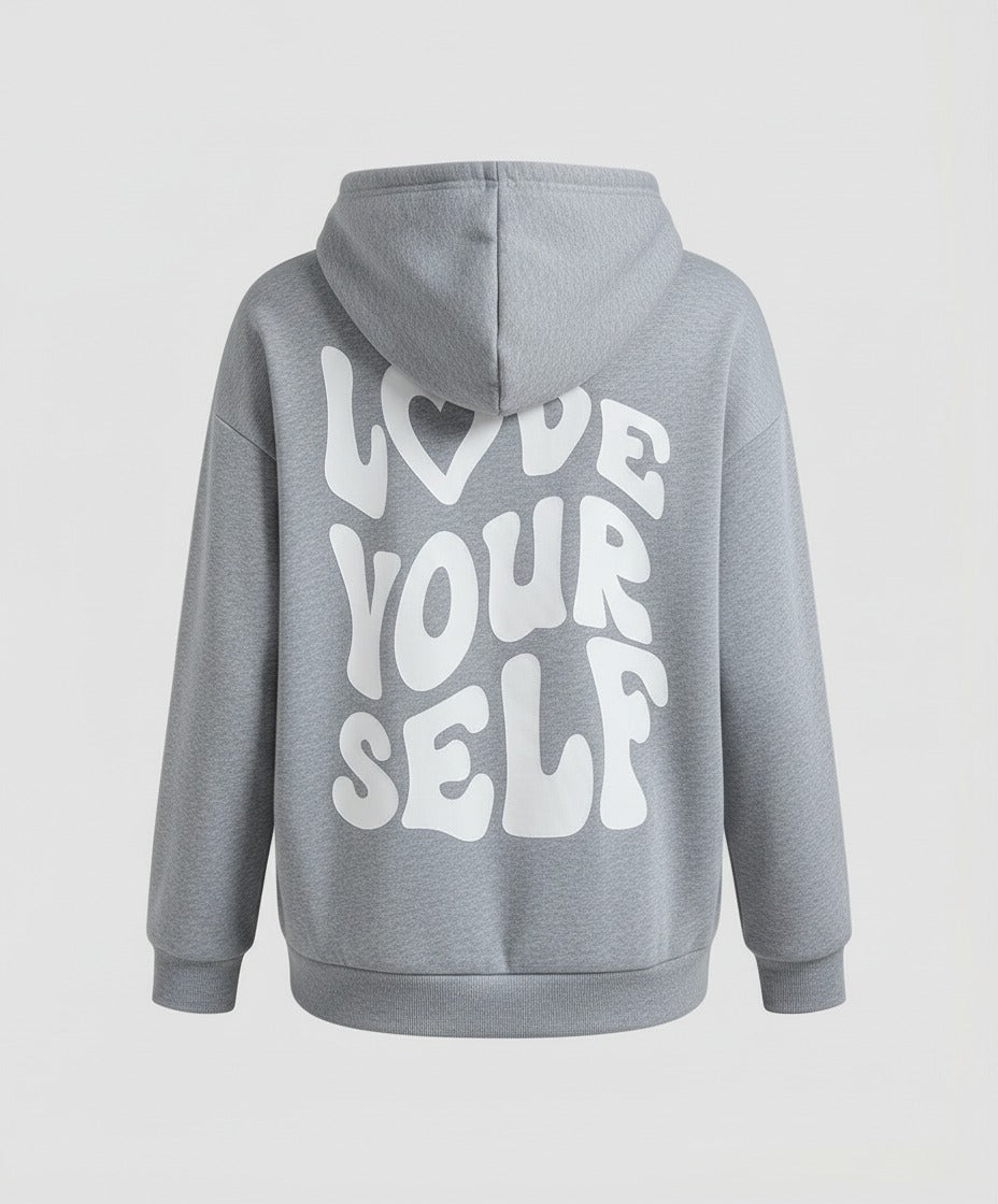 Hoodie Love Yourself Grau