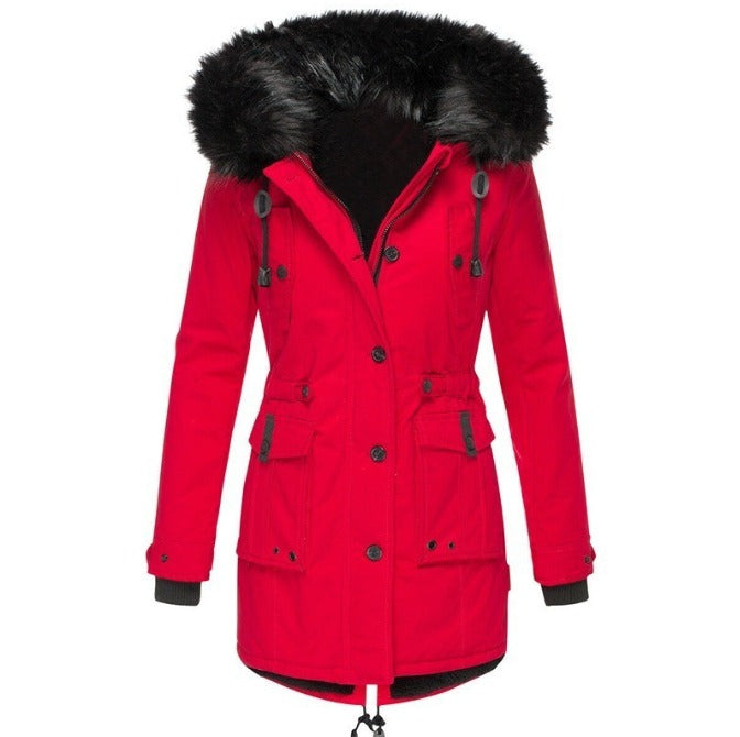 Winterparka Fellkapuze Rot