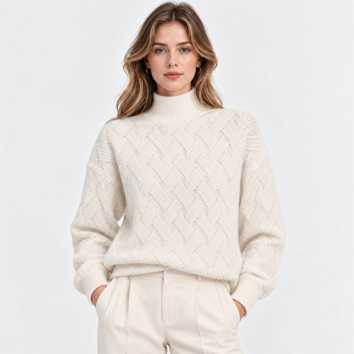 Rollkragenpullover Beige