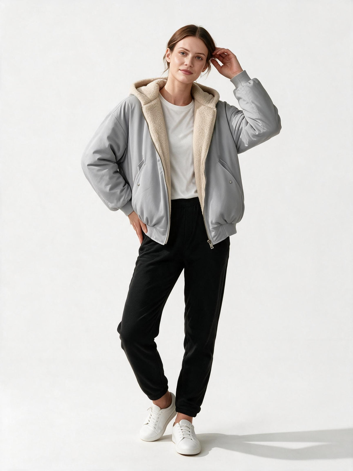 Oversized Winterjacke Grau