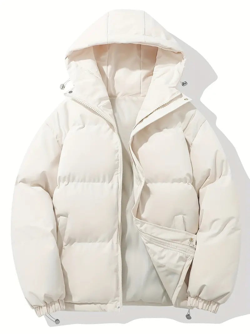 Pufferjacke Kapuze Creme