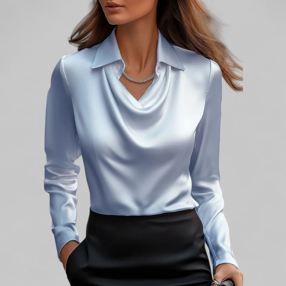 Satinbluse Hellblau