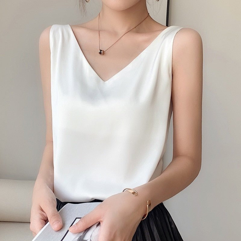 Satin Top Weiß