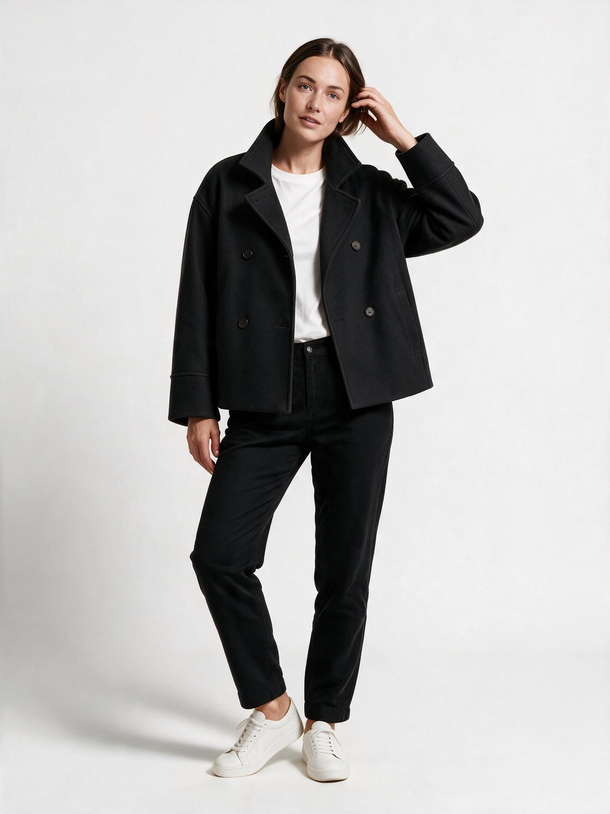 Kurze Wolljacke Schwarz