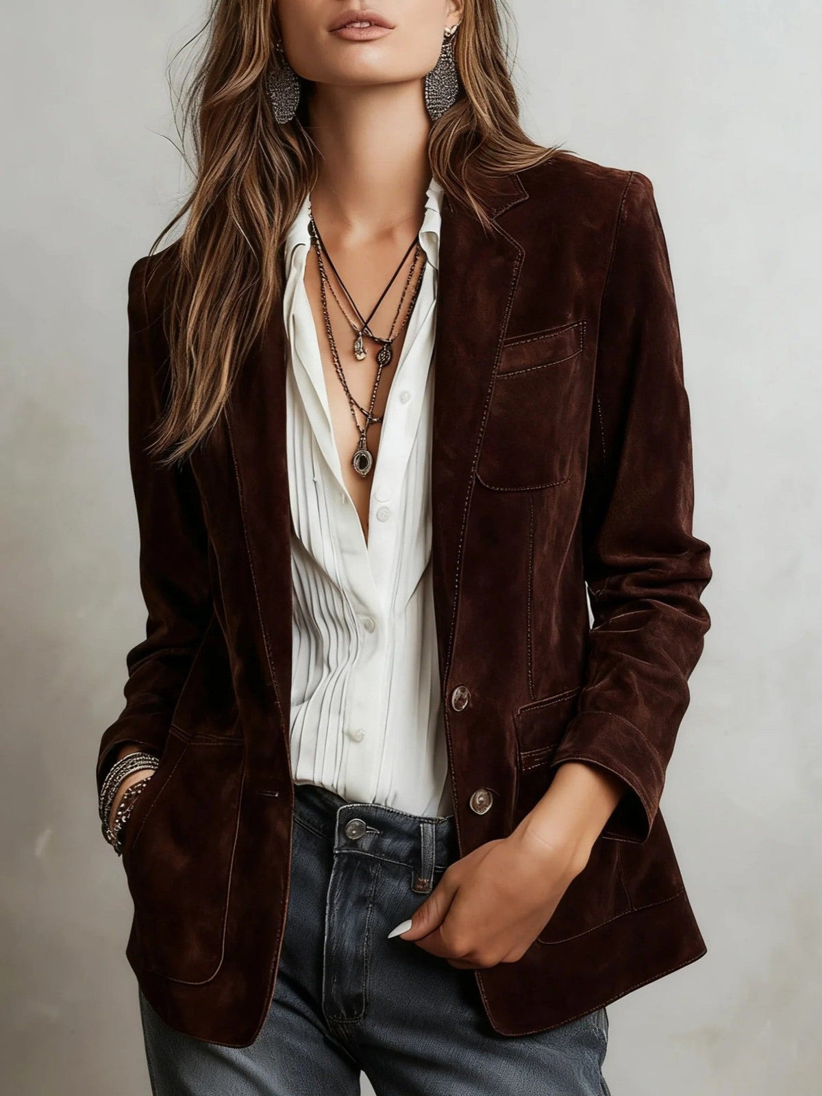 Wildleder-Blazer Rostbraun