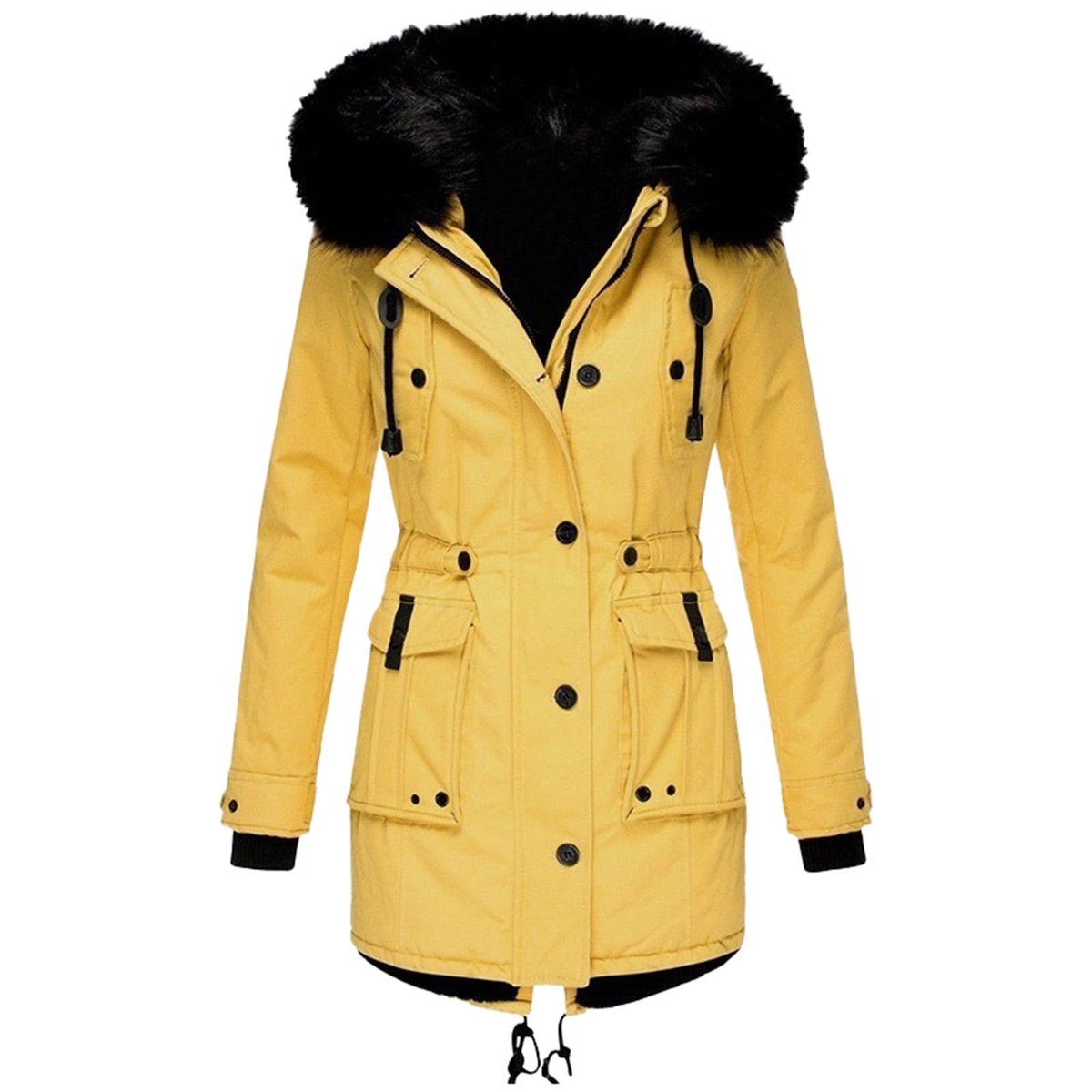 Winterparka Fellkapuze Gelb