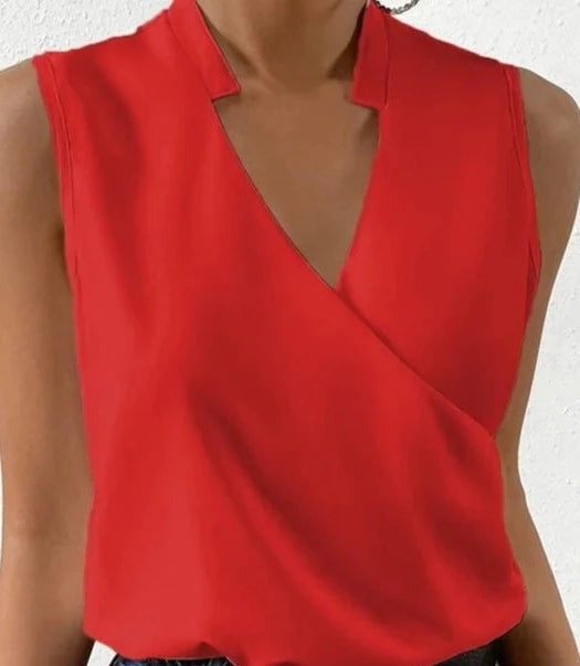 Ärmellose Wickelbluse Rot