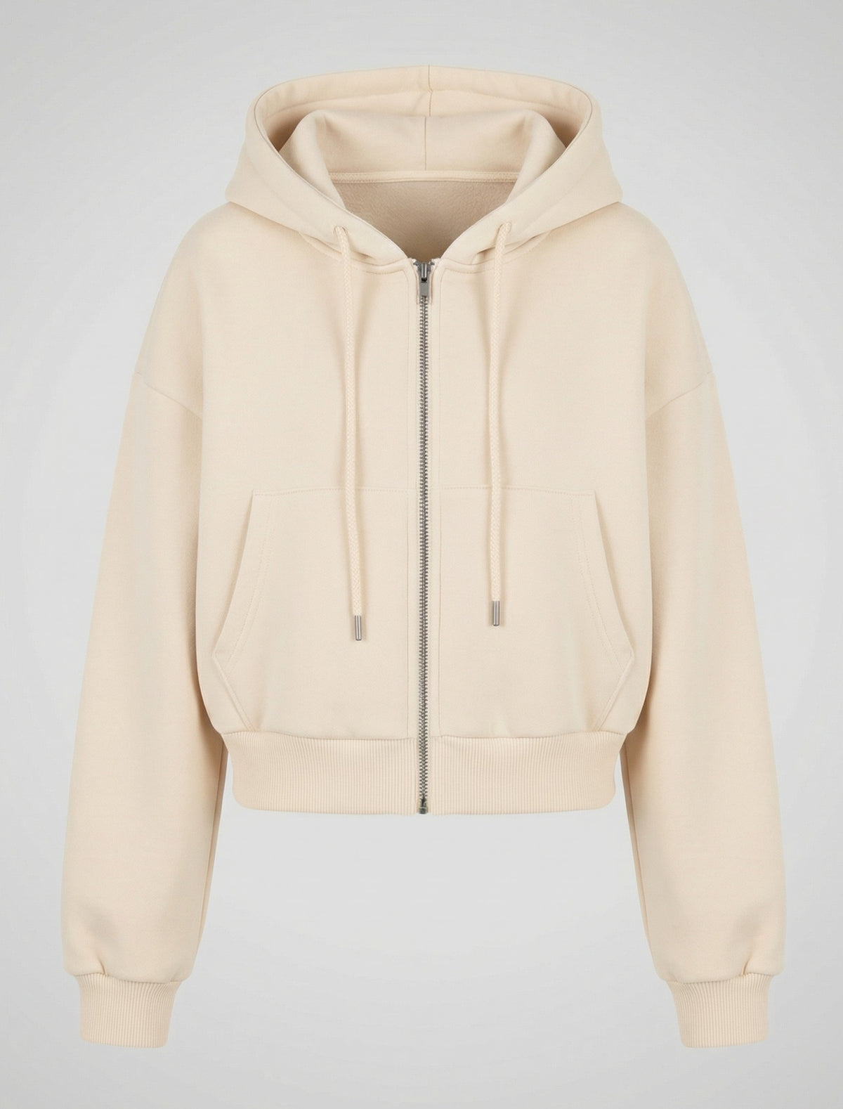 Cropped Sweatjacke Beige