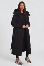 Langer Steppmantel Damen Schwarz – Ganzkörper