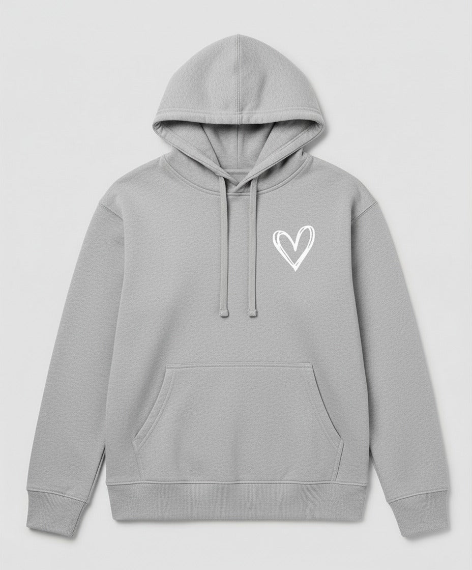 Hoodie Herz Hellgrau