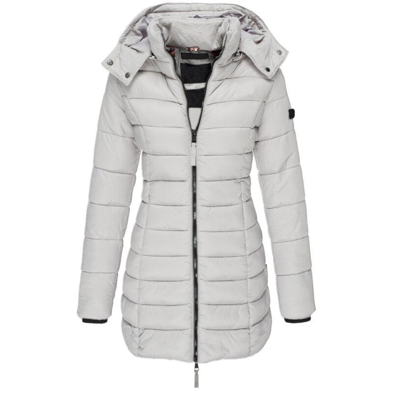 Taillierte Steppjacke Hellgrau