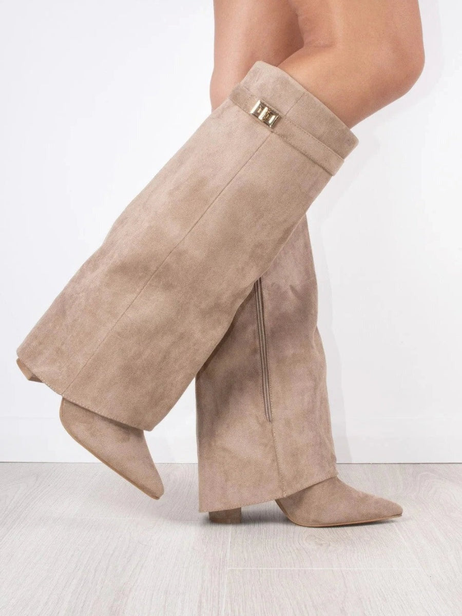 Wildlederstiefel Beige