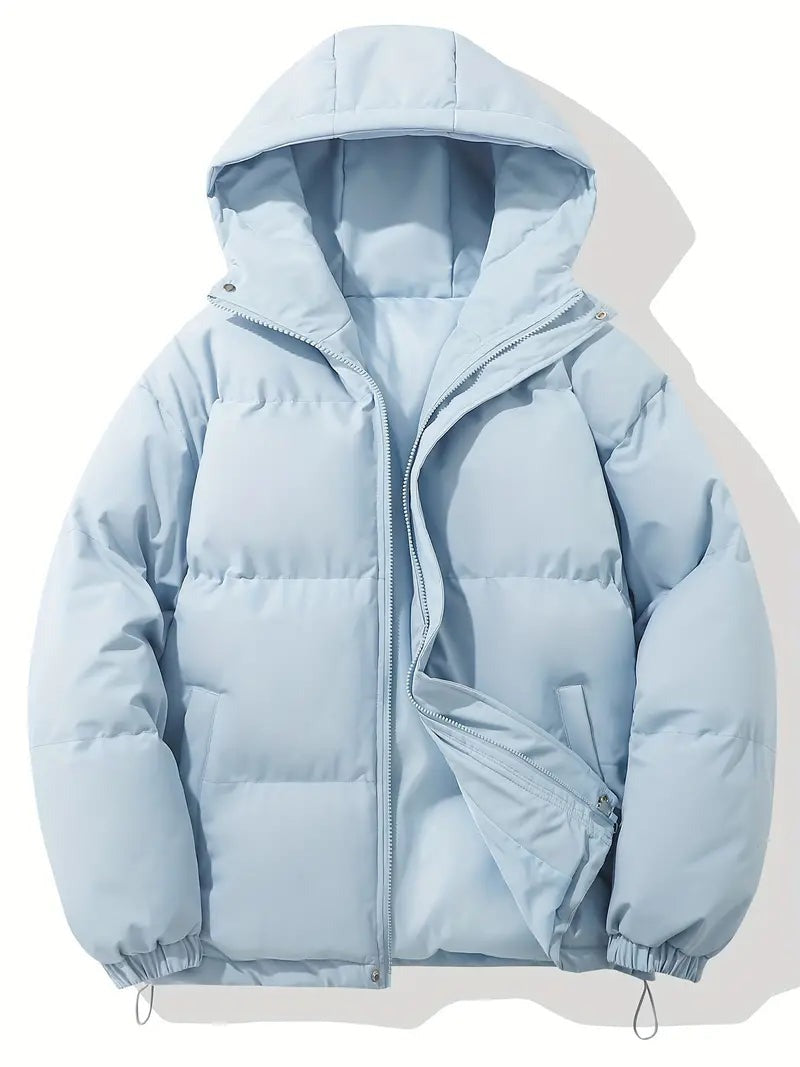 Pufferjacke Kapuze Hellblau