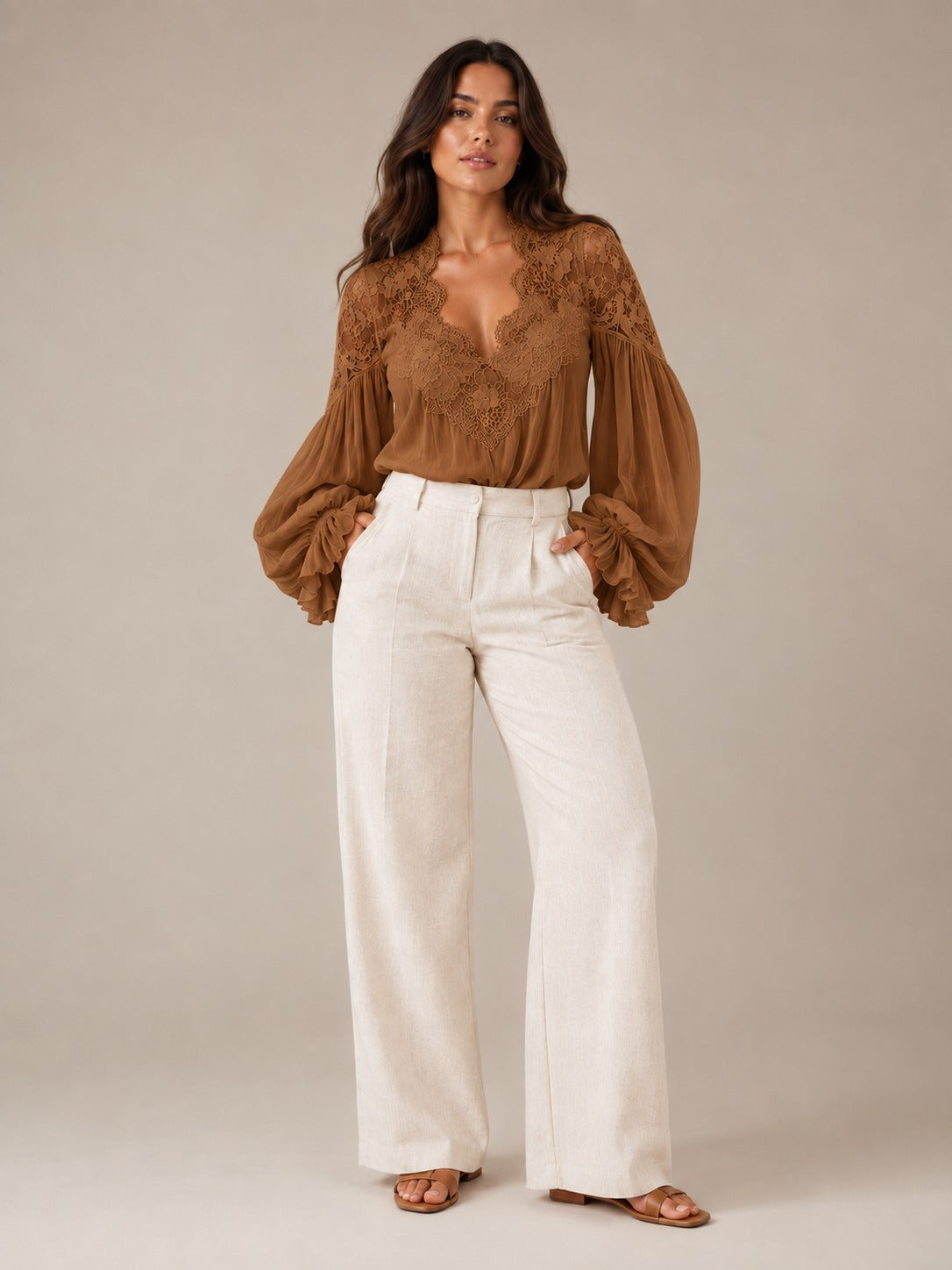 Bluse Kamel
