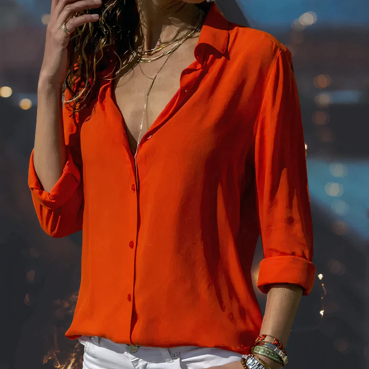 Chiffonbluse Rot