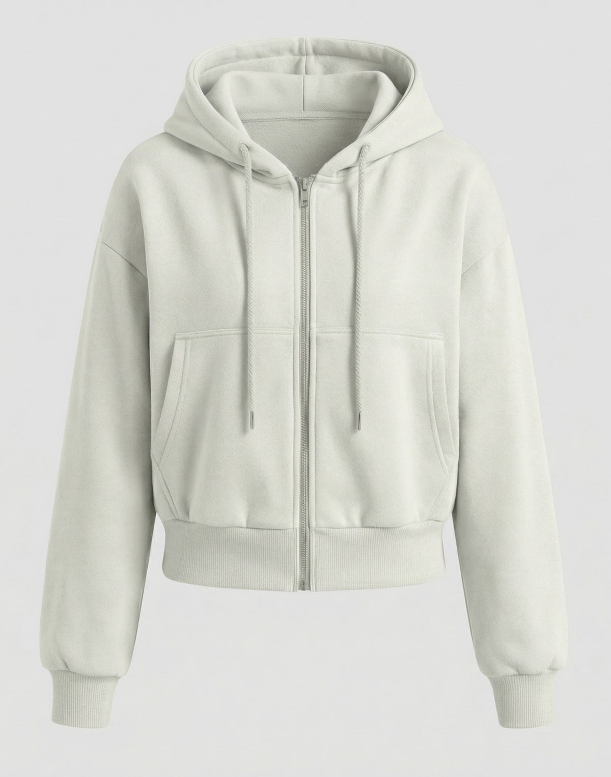 Cropped Sweatjacke Hellgrau