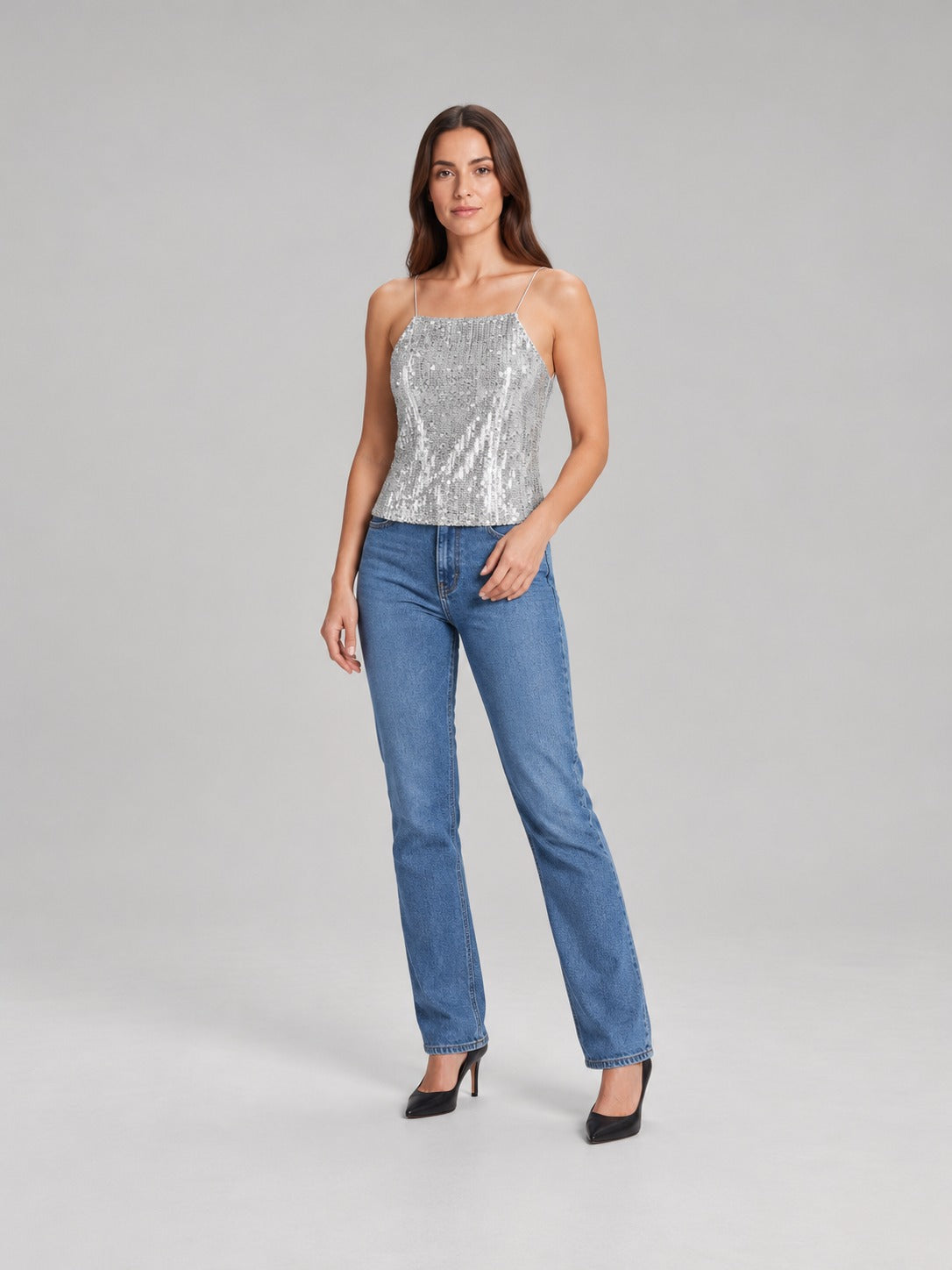 Paillettentop Silber