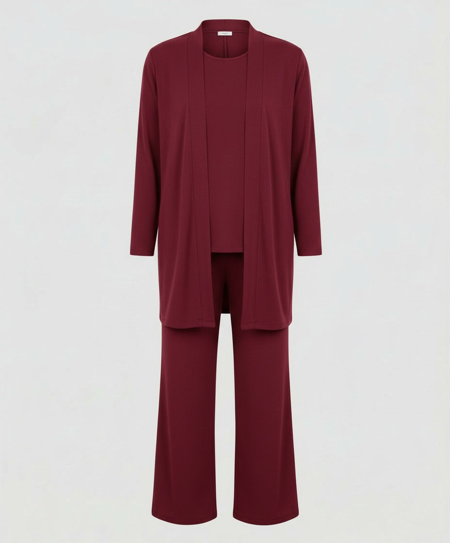 Set mit Strickjacke Weinrot