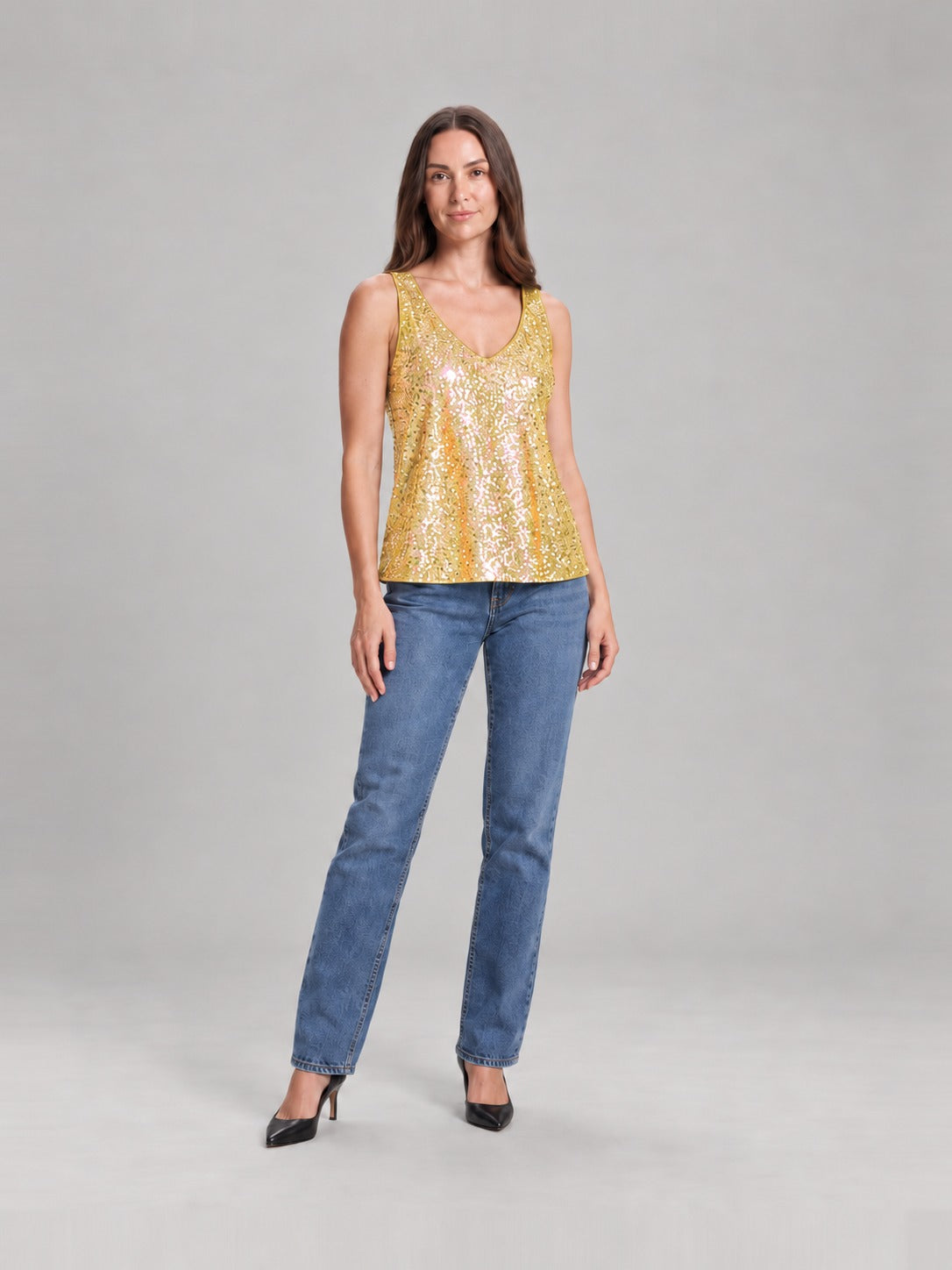Paillettentop Gold