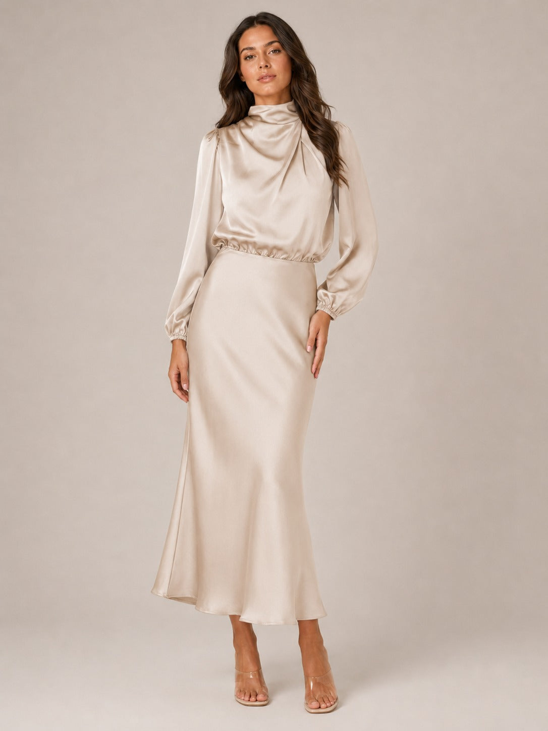 Midikleid Aprikose