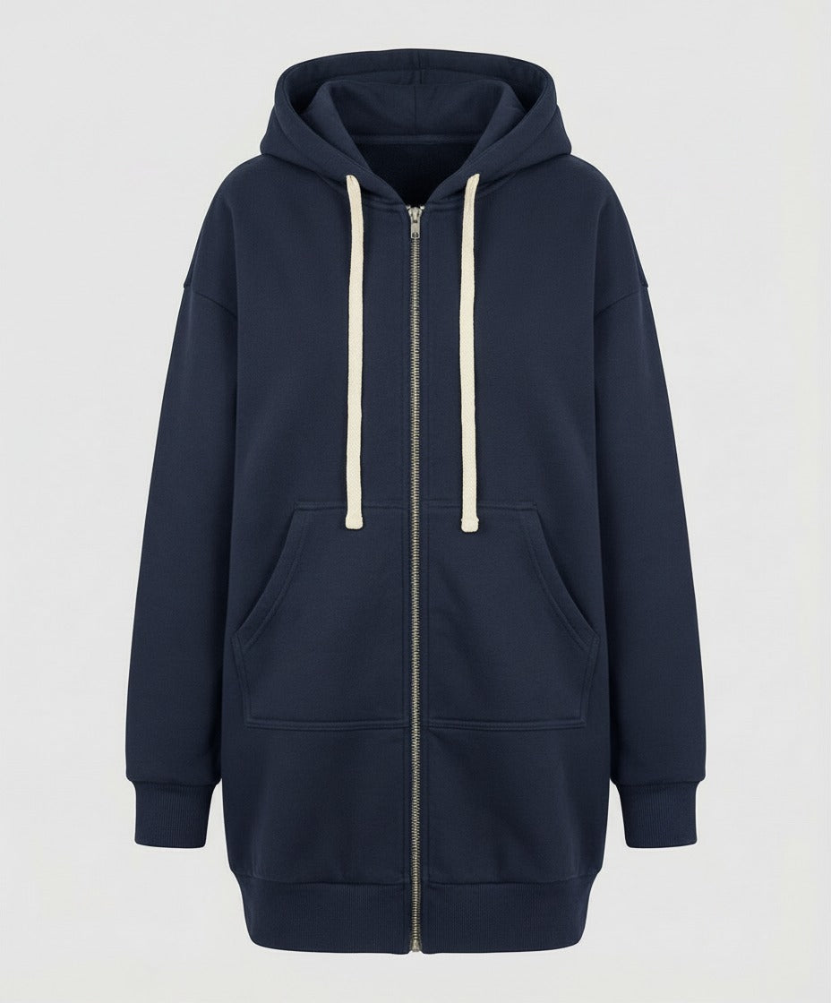 Lange Sweatjacke Marineblau