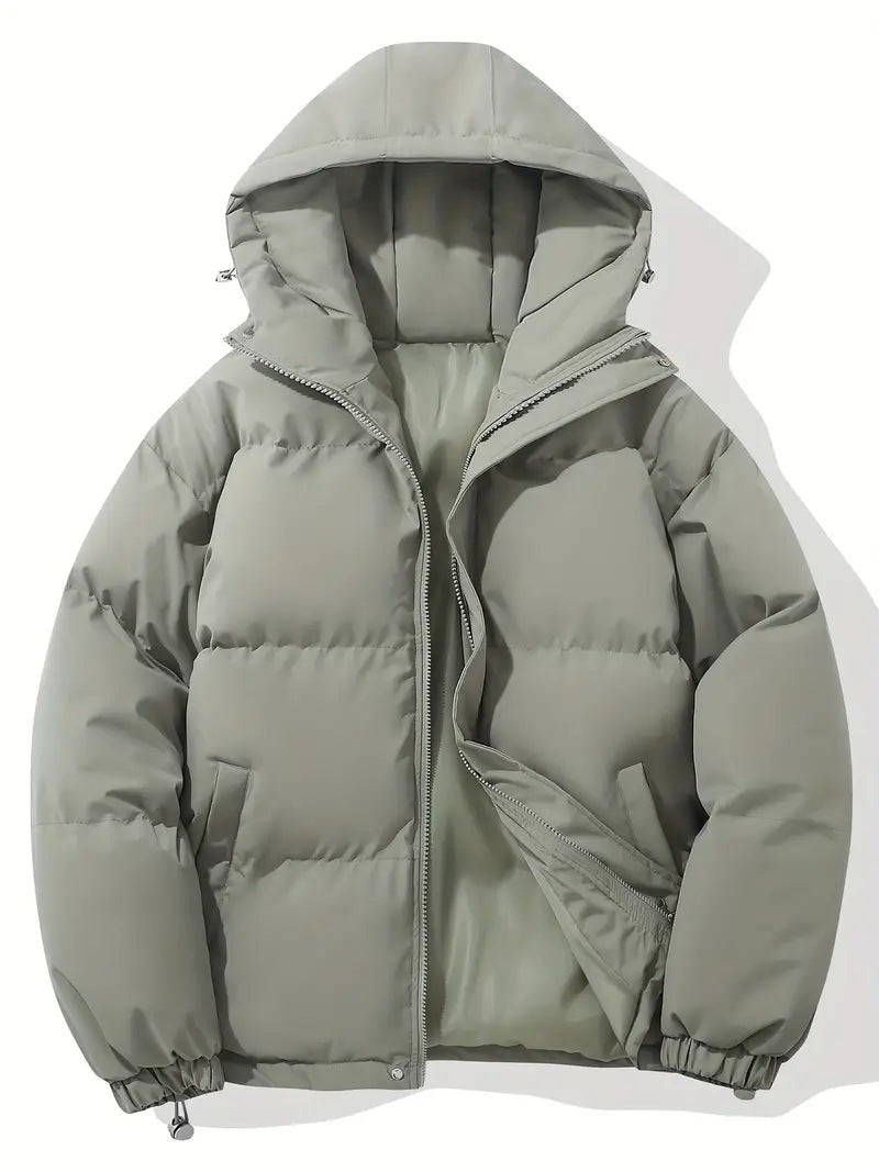 Pufferjacke Kapuze Hellgrau