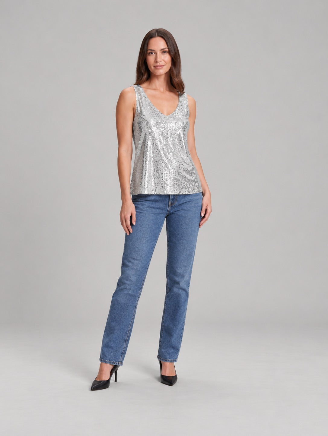 Paillettentop Silber