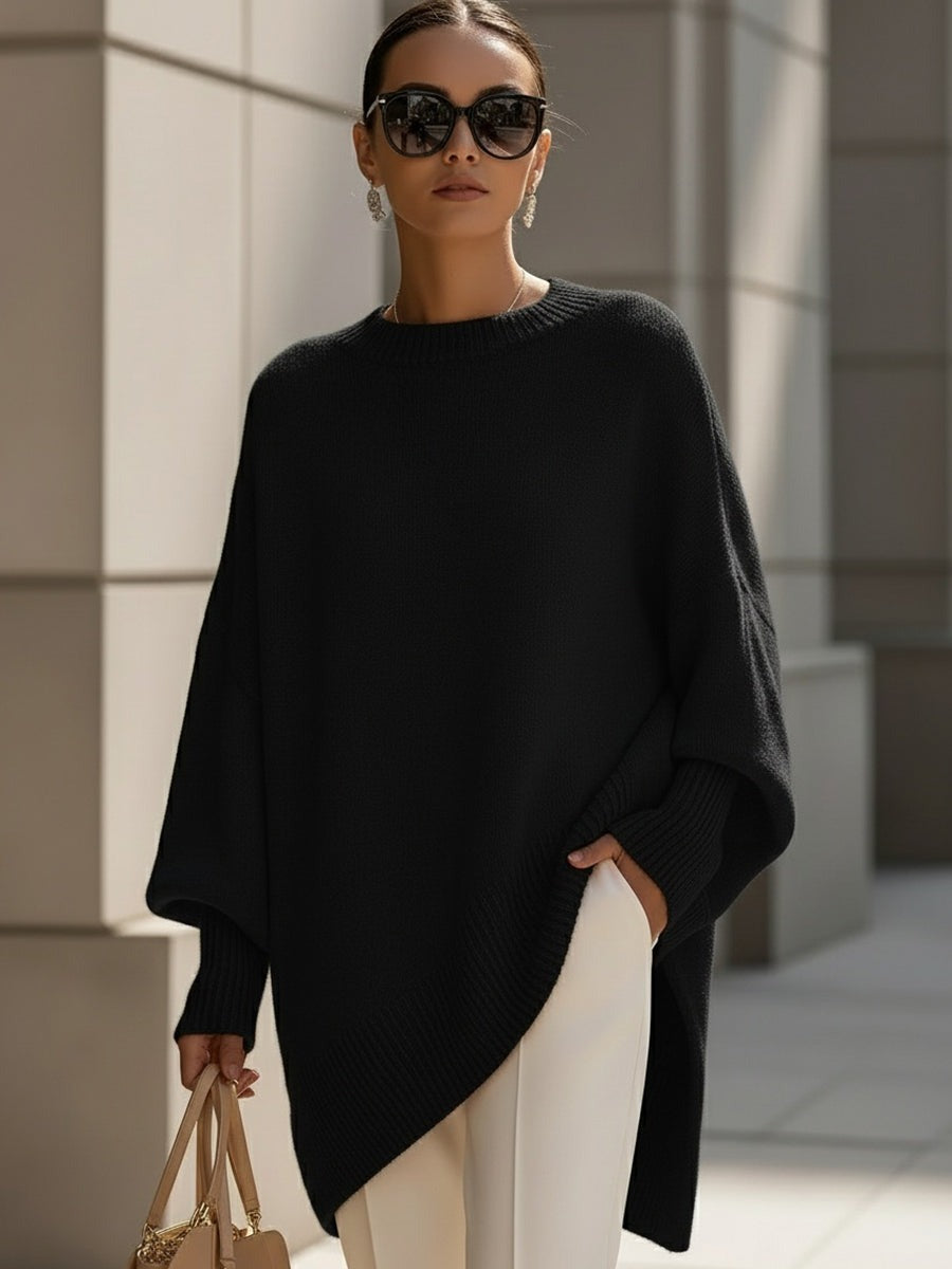 Strickponcho Schwarz