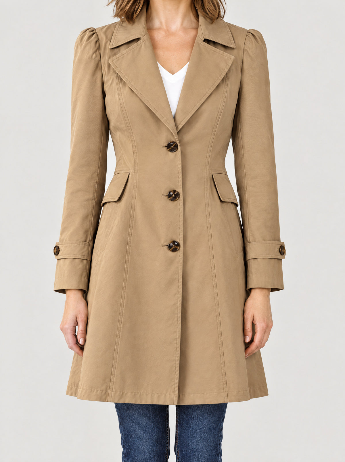 Trenchcoat Damen Khaki – Vorderansicht