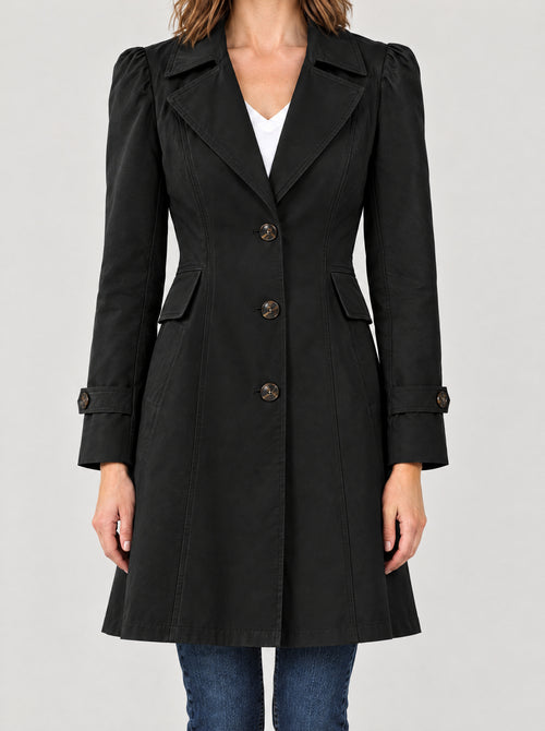 Trenchcoat Damen Schwarz – Vorderansicht